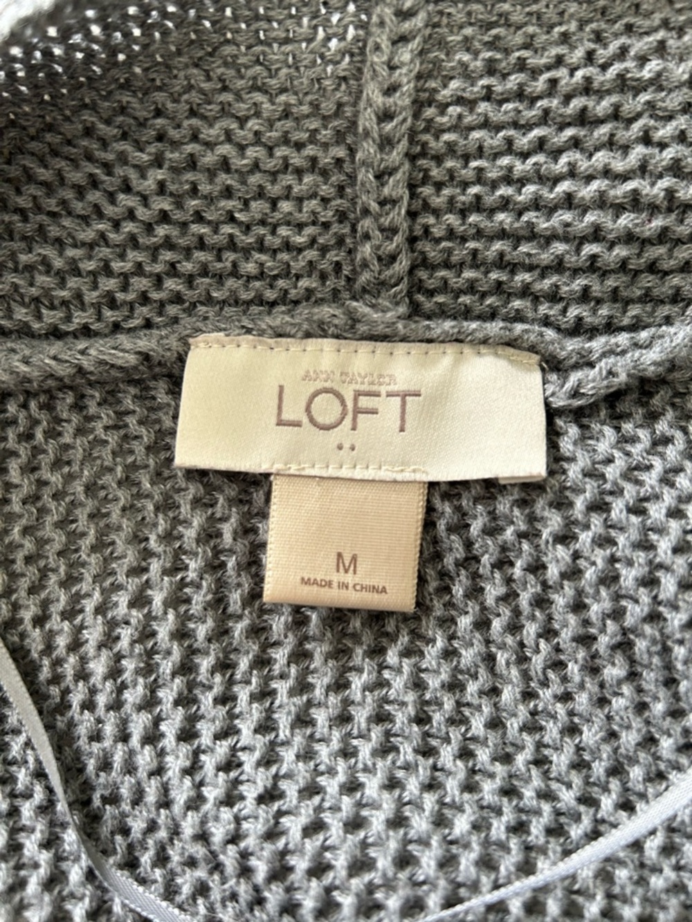 Loft Cozy Open-Front Gray Women's Cardigan Sweater - Picture 4 of 5